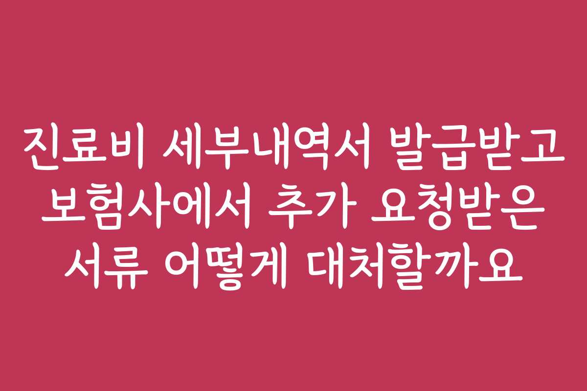 진료비 세부내역서 발급받고 보험사에서 추가 요청받은 서류 어떻게 대처할까요
