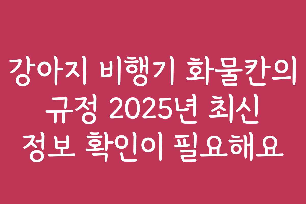 강아지 비행기 화물칸의 규정 2025년 최신 정보 확인이 필요해요