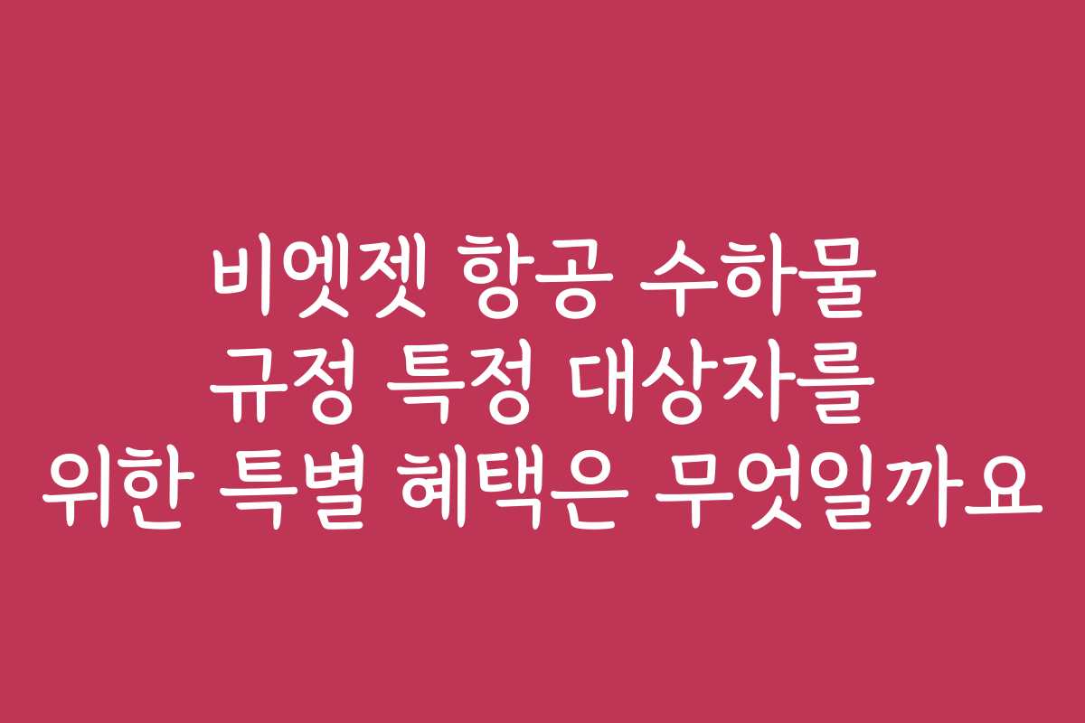 비엣젯 항공 수하물 규정 특정 대상자를 위한 특별 혜택은 무엇일까요
