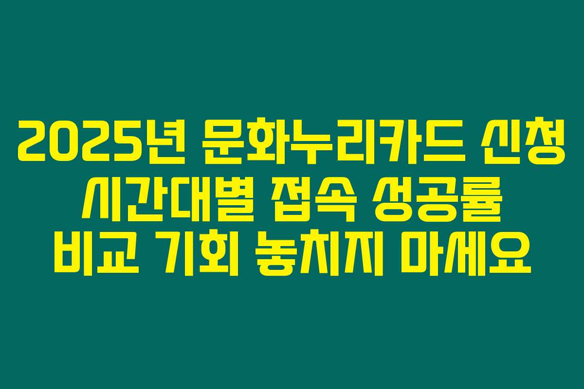 2025년 문화누리카드 신청 시간대별 접속 성공률 비교 기회 놓치지 마세요