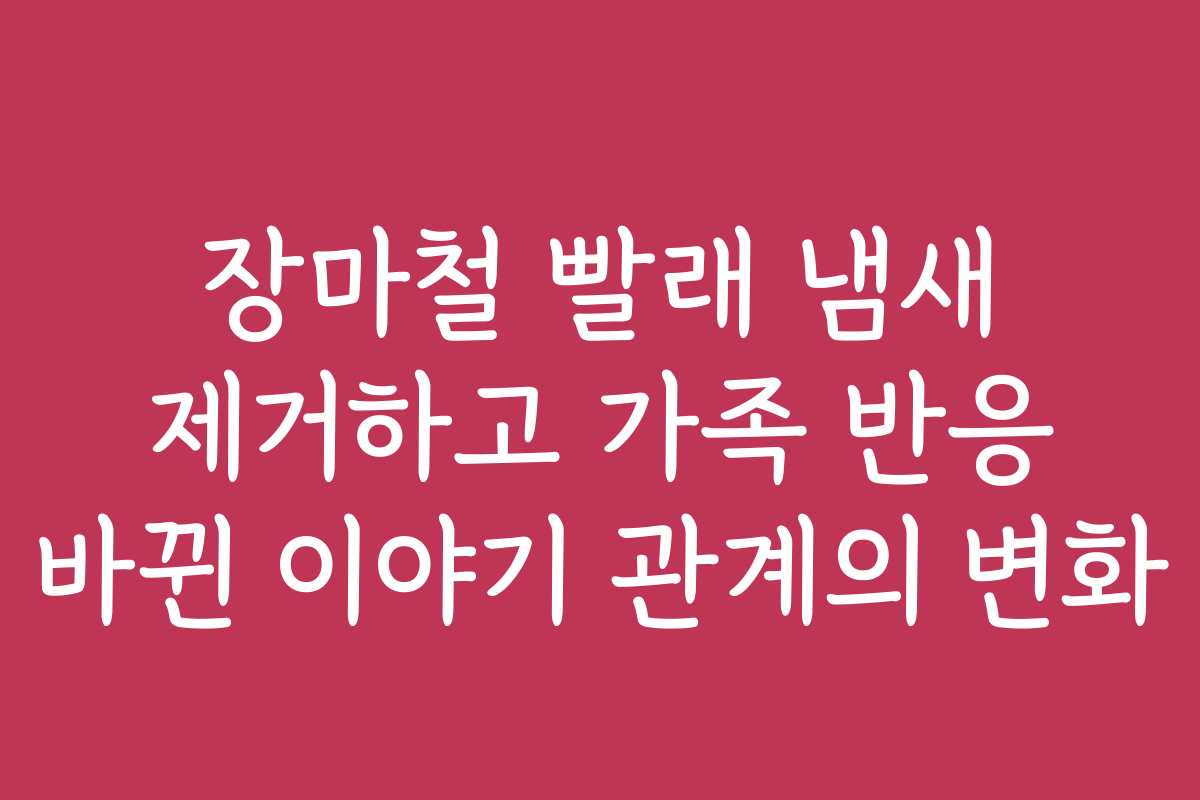 장마철 빨래 냄새 제거하고 가족 반응 바뀐 이야기 관계의 변화