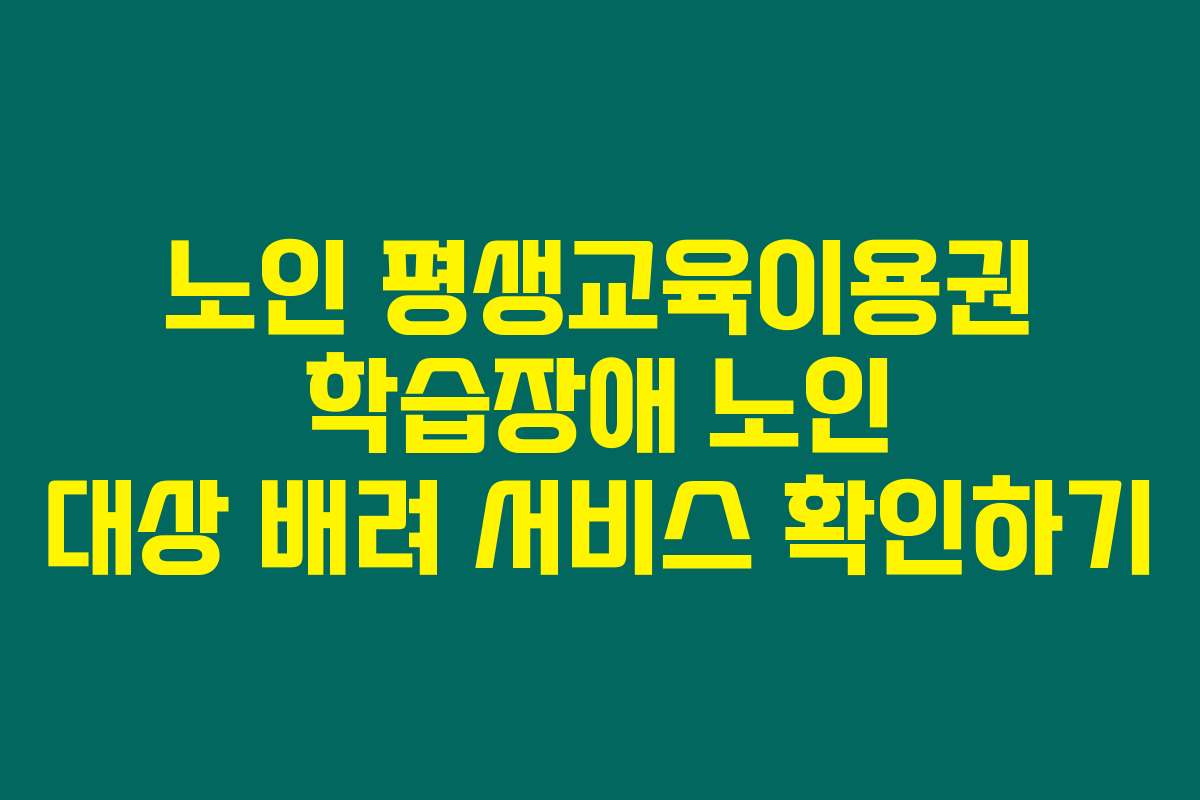 노인 평생교육이용권 학습장애 노인 대상 배려 서비스 확인하기