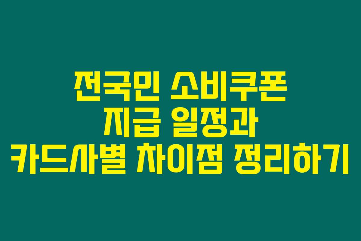 전국민 소비쿠폰 지급 일정과 카드사별 차이점 정리하기