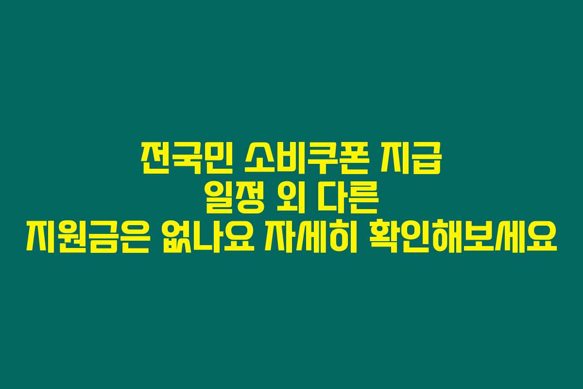 전국민 소비쿠폰 지급 일정 외 다른 지원금은 없나요 자세히 확인해보세요