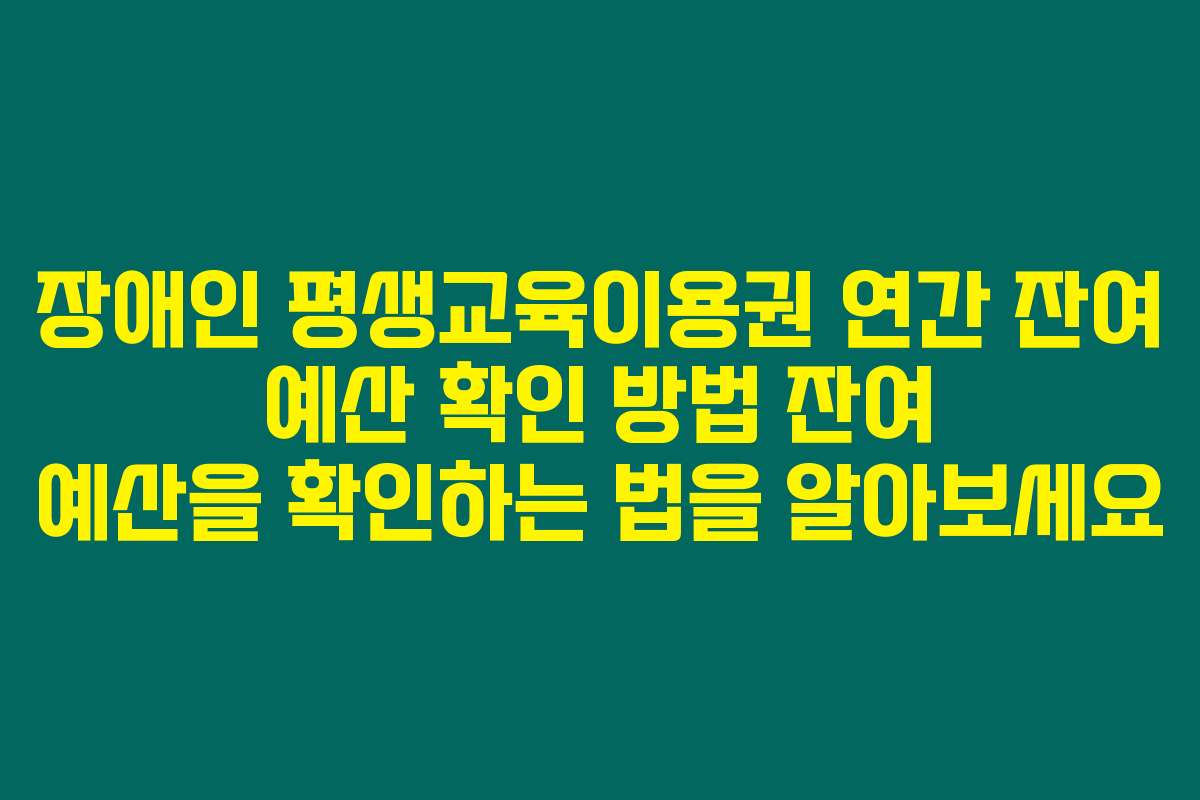 장애인 평생교육이용권 연간 잔여 예산 확인 방법 잔여 예산을 확인하는 법을 알아보세요