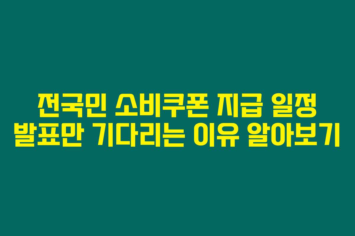 전국민 소비쿠폰 지급 일정 발표만 기다리는 이유 알아보기