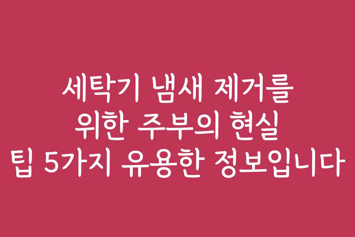 세탁기 냄새 제거를 위한 주부의 현실 팁 5가지 유용한 정보입니다