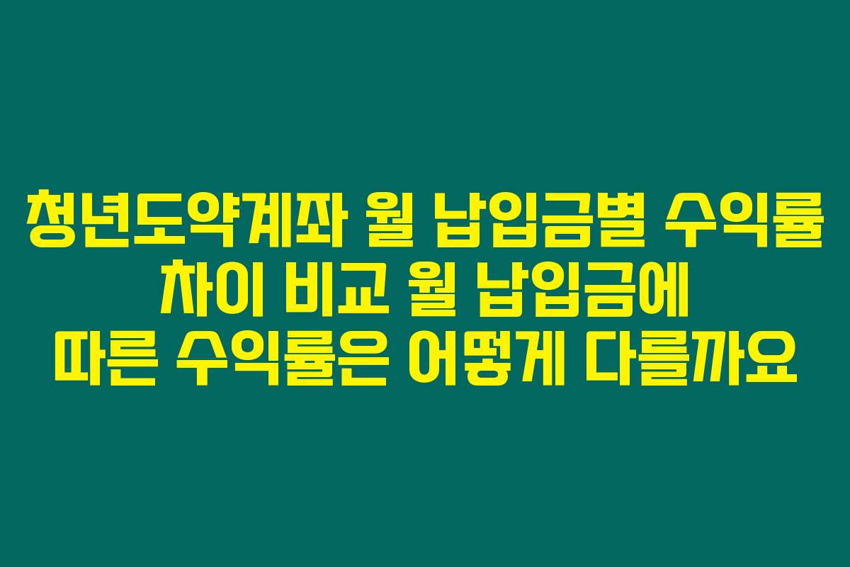 청년도약계좌 월 납입금별 수익률 차이 비교 월 납입금에 따른 수익률은 어떻게 다를까요