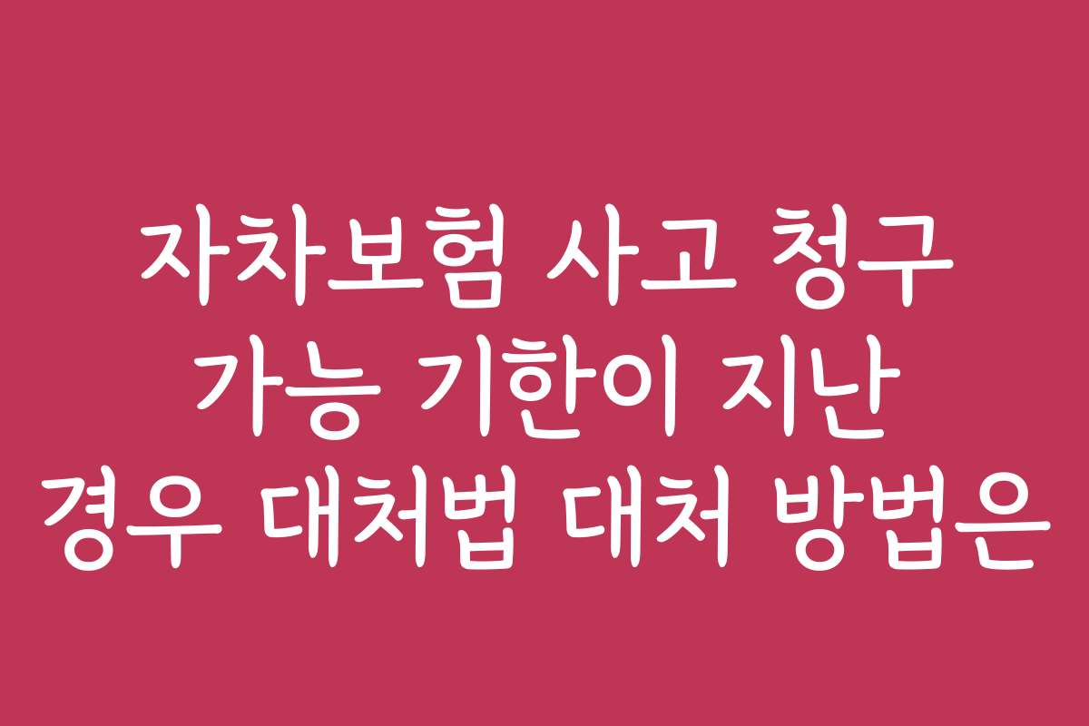 자차보험 사고 청구 가능 기한이 지난 경우 대처법 대처 방법은