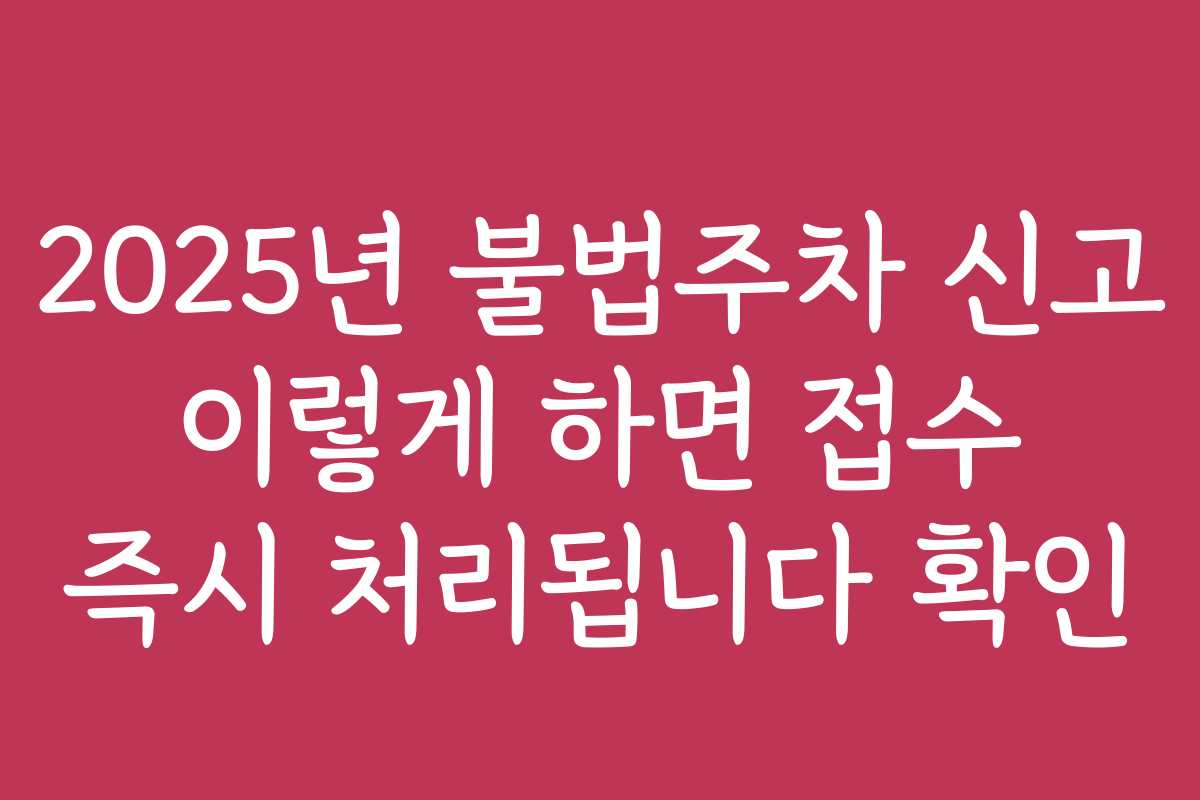 2025년 불법주차 신고 이렇게 하면 접수 즉시 처리됩니다 확인