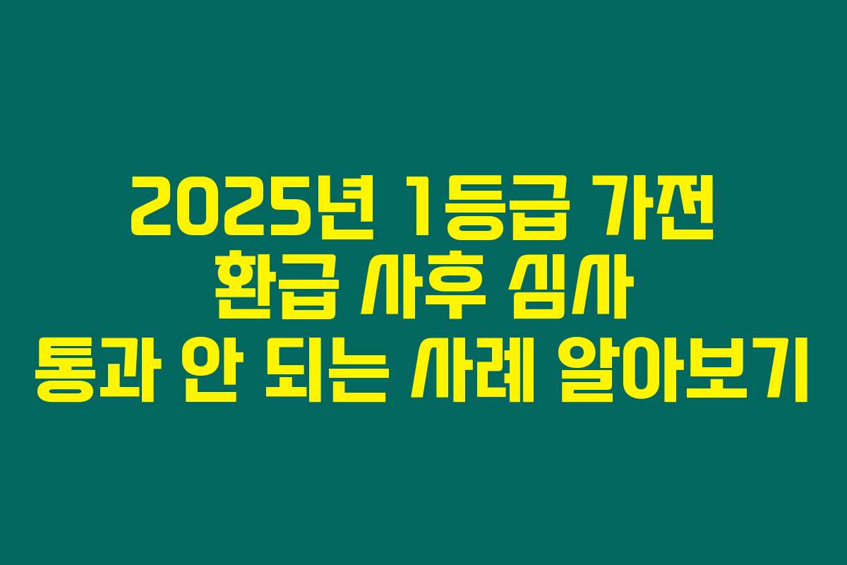 2025년 1등급 가전 환급 사후 심사 통과 안 되는 사례 알아보기