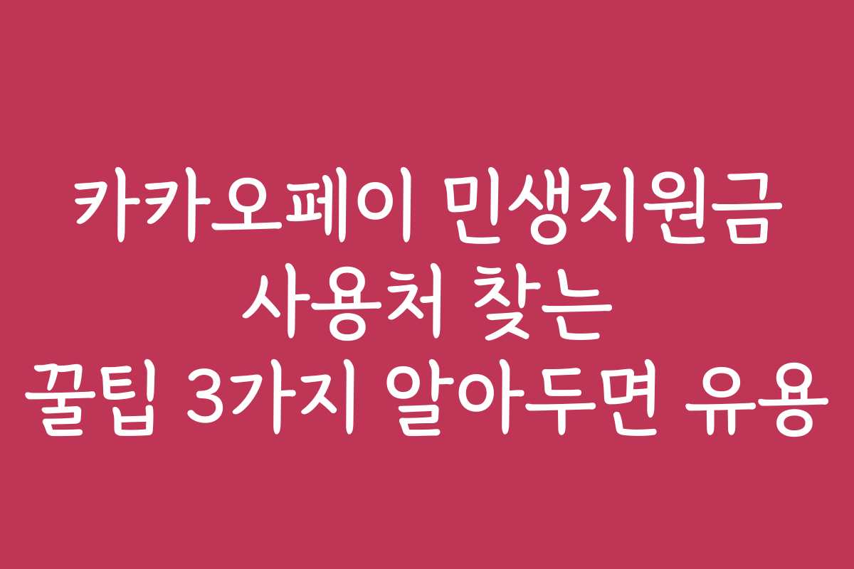 카카오페이 민생지원금 사용처 찾는 꿀팁 3가지 알아두면 유용