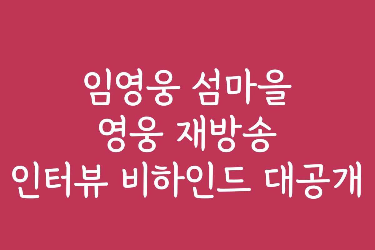 임영웅 섬마을 영웅 재방송 인터뷰 비하인드 대공개