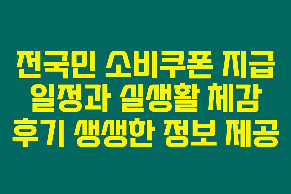 전국민 소비쿠폰 지급 일정과 실생활 체감 후기 생생한 정보 제공
