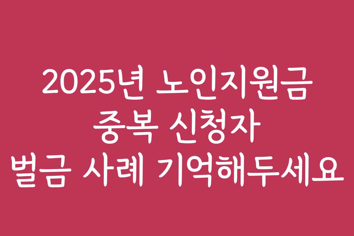 2025년 노인지원금 중복 신청자 벌금 사례 기억해두세요