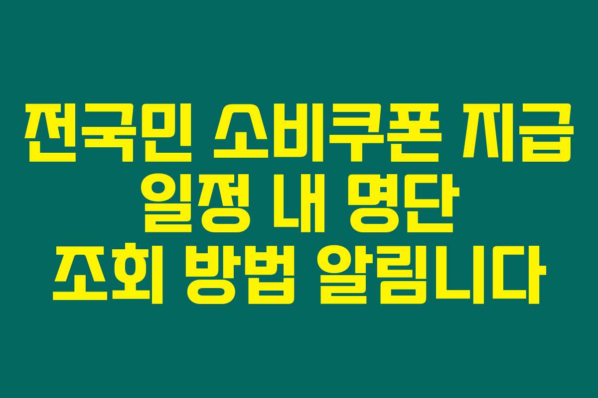 전국민 소비쿠폰 지급 일정 내 명단 조회 방법 알림니다