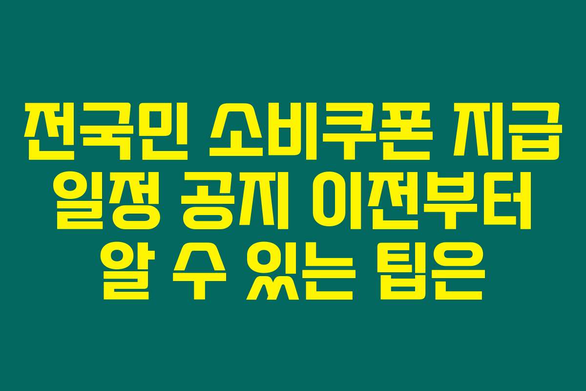 전국민 소비쿠폰 지급 일정 공지 이전부터 알 수 있는 팁은