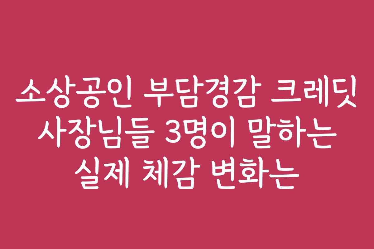 소상공인 부담경감 크레딧 사장님들 3명이 말하는 실제 체감 변화는