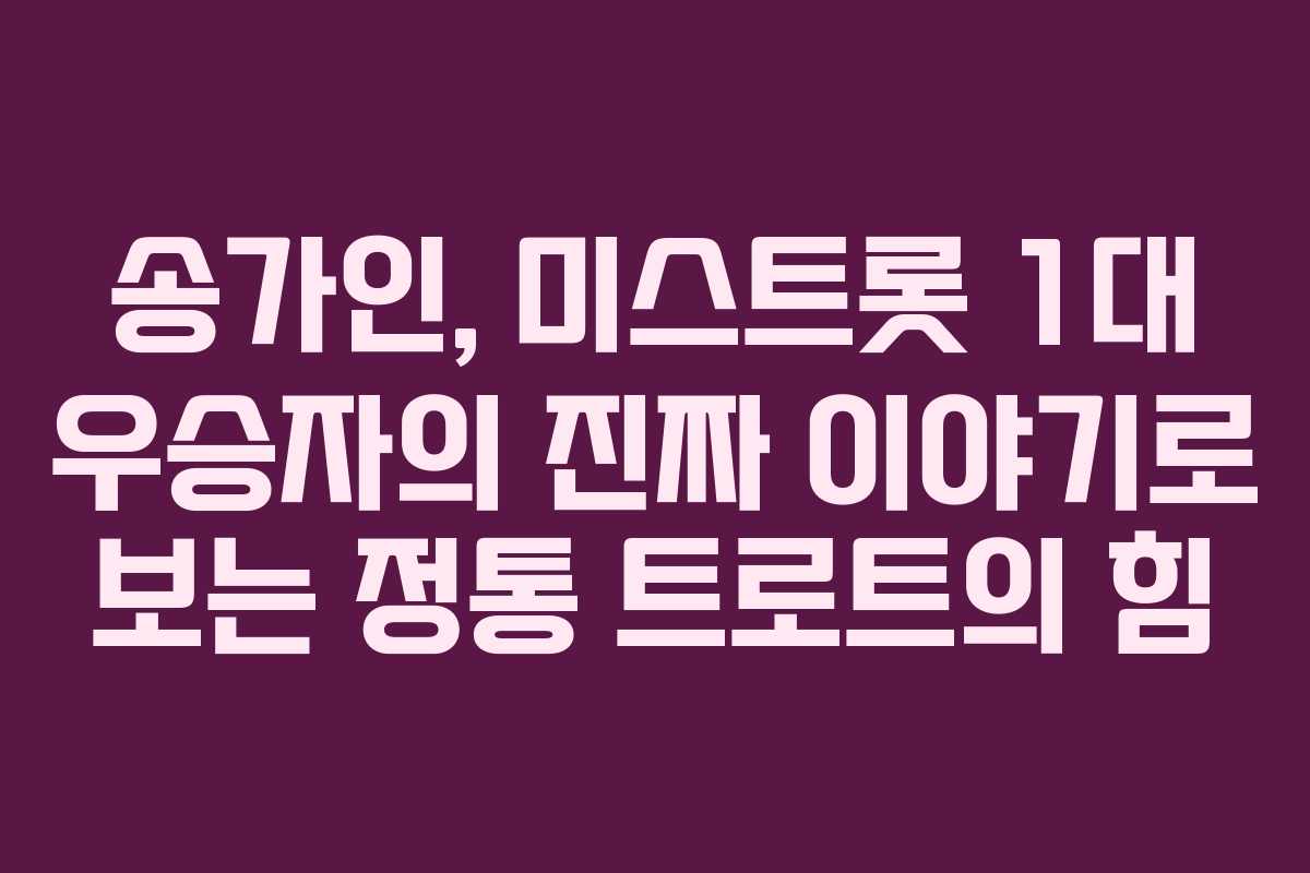 송가인, 미스트롯 1대 우승자의 진짜 이야기로 보는 정통 트로트의 힘
