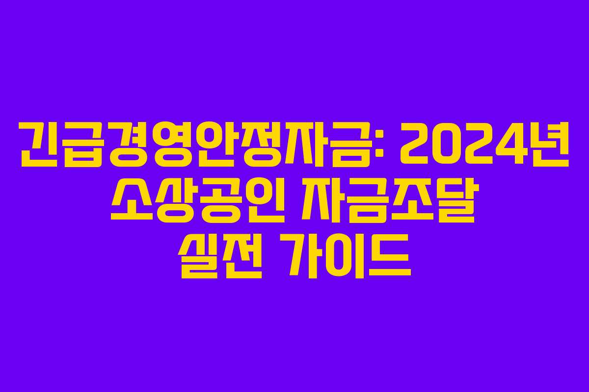 긴급경영안정자금: 2024년 소상공인 자금조달 실전 가이드