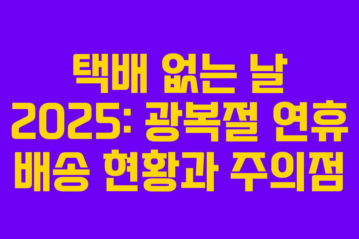 택배 없는 날 2025: 광복절 연휴 배송 현황과 주의점