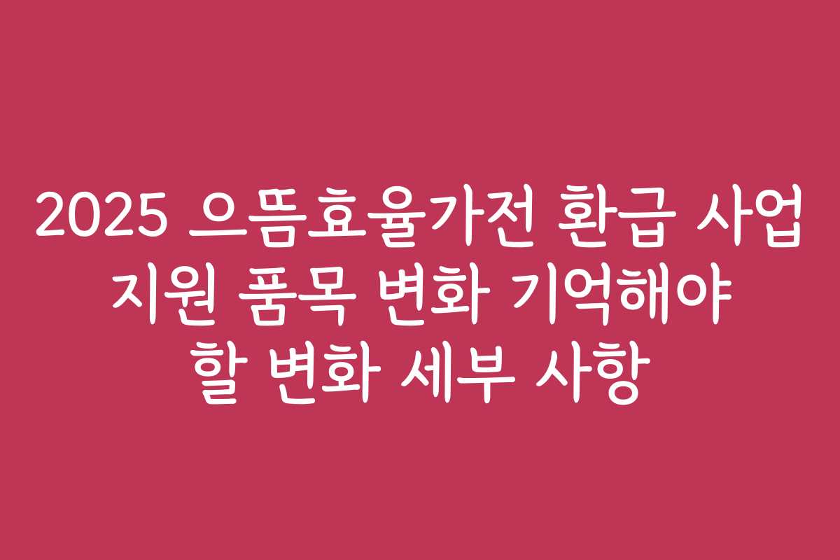 2025 으뜸효율가전 환급 사업 지원 품목 변화 기억해야 할 변화 세부 사항