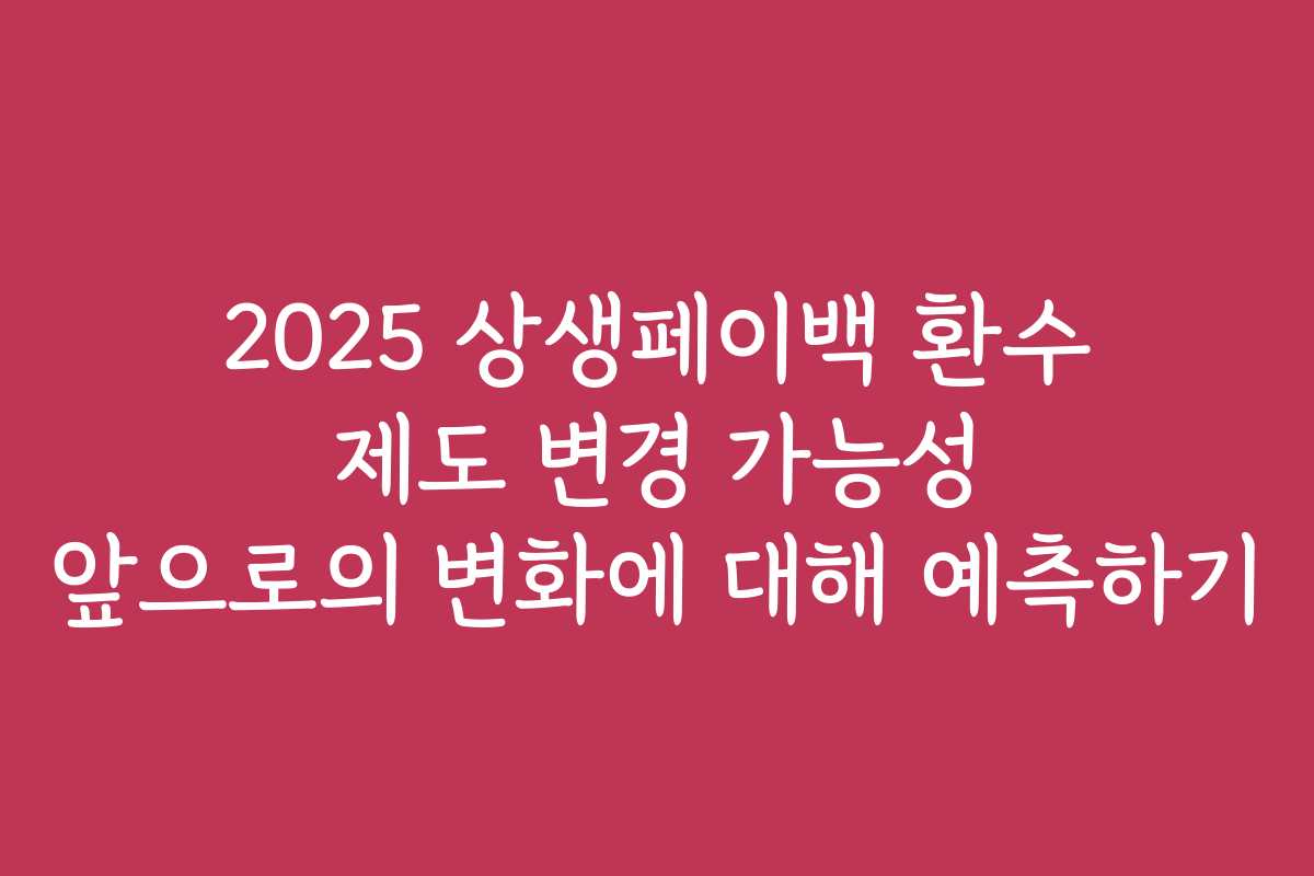 2025 상생페이백 환수 제도 변경 가능성 앞으로의 변화에 대해 예측하기