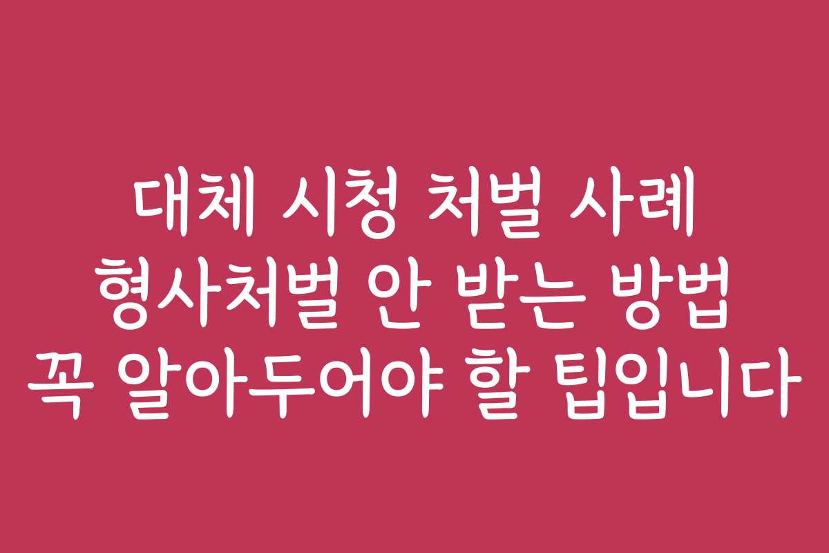 대체 시청 처벌 사례 형사처벌 안 받는 방법 꼭 알아두어야 할 팁입니다