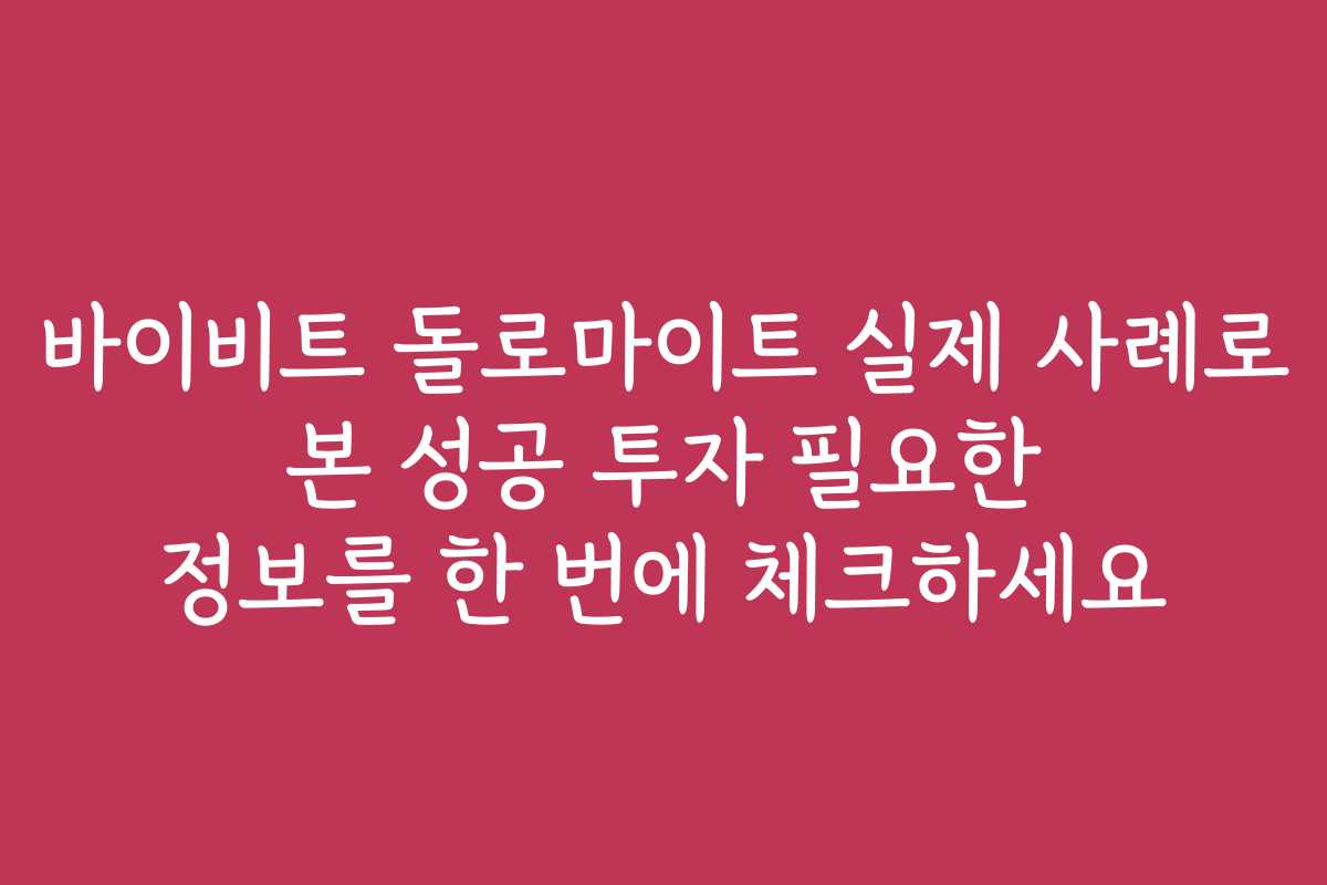 바이비트 돌로마이트 실제 사례로 본 성공 투자 필요한 정보를 한 번에 체크하세요