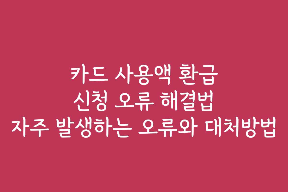 카드 사용액 환급 신청 오류 해결법 자주 발생하는 오류와 대처방법