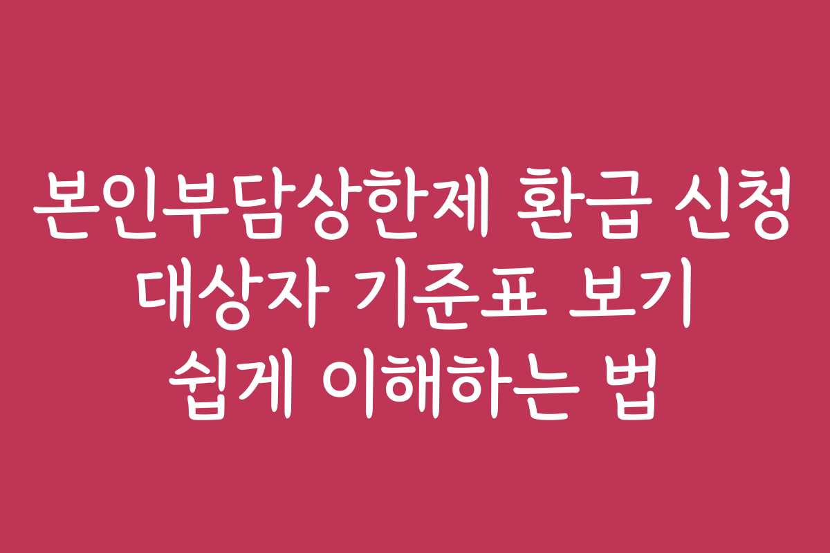 본인부담상한제 환급 신청 대상자 기준표 보기 쉽게 이해하는 법