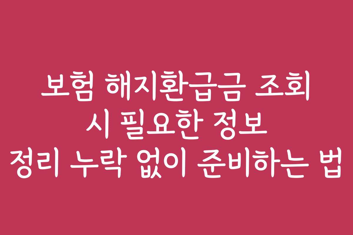 보험 해지환급금 조회 시 필요한 정보 정리 누락 없이 준비하는 법