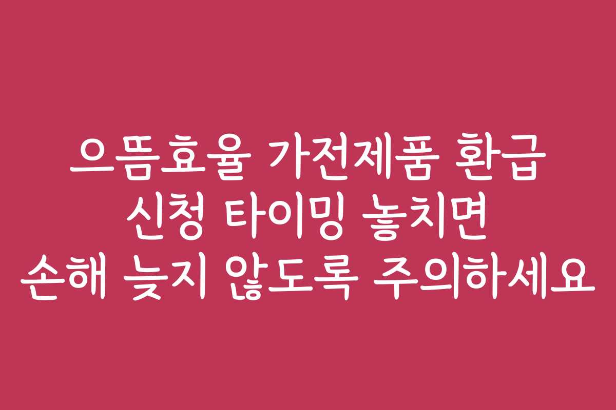 으뜸효율 가전제품 환급 신청 타이밍 놓치면 손해 늦지 않도록 주의하세요