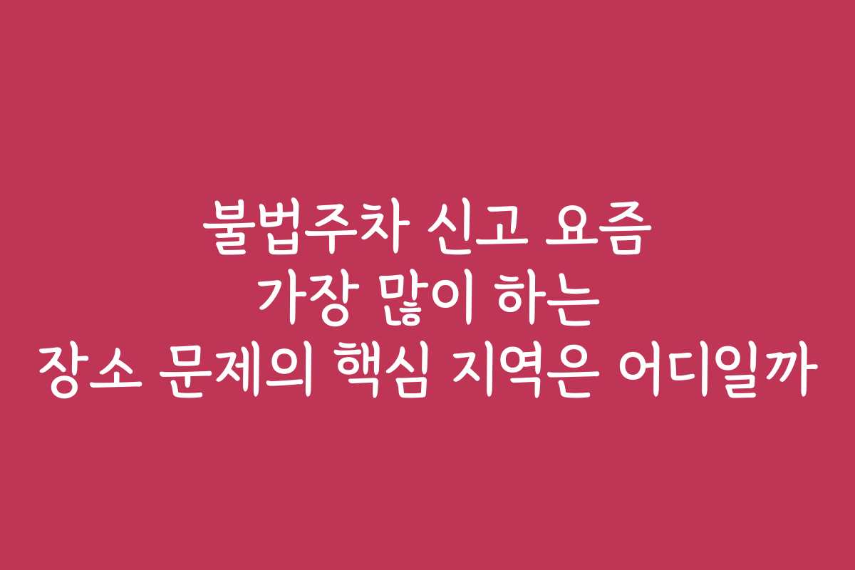 불법주차 신고 요즘 가장 많이 하는 장소 문제의 핵심 지역은 어디일까