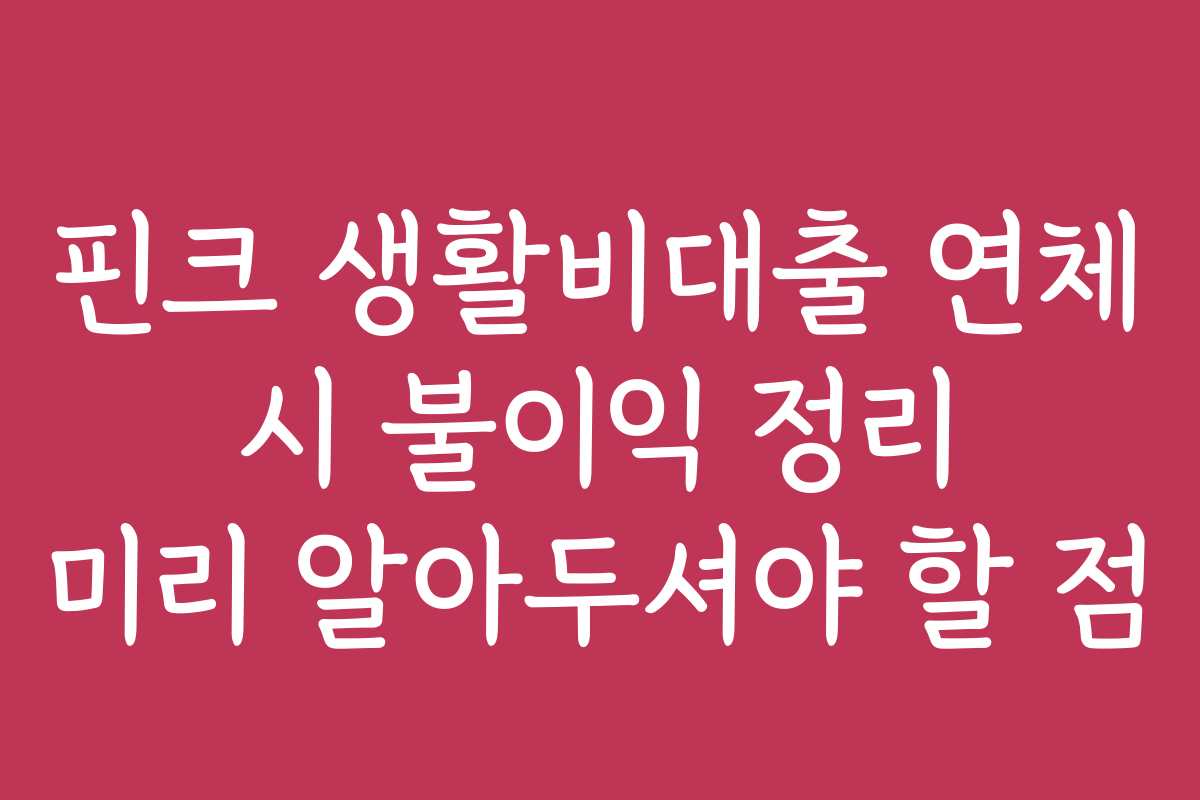 핀크 생활비대출 연체 시 불이익 정리 미리 알아두셔야 할 점