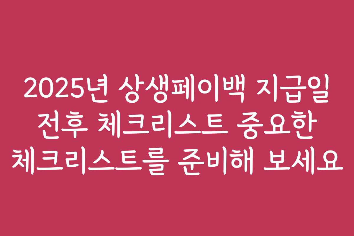 2025년 상생페이백 지급일 전후 체크리스트 중요한 체크리스트를 준비해 보세요