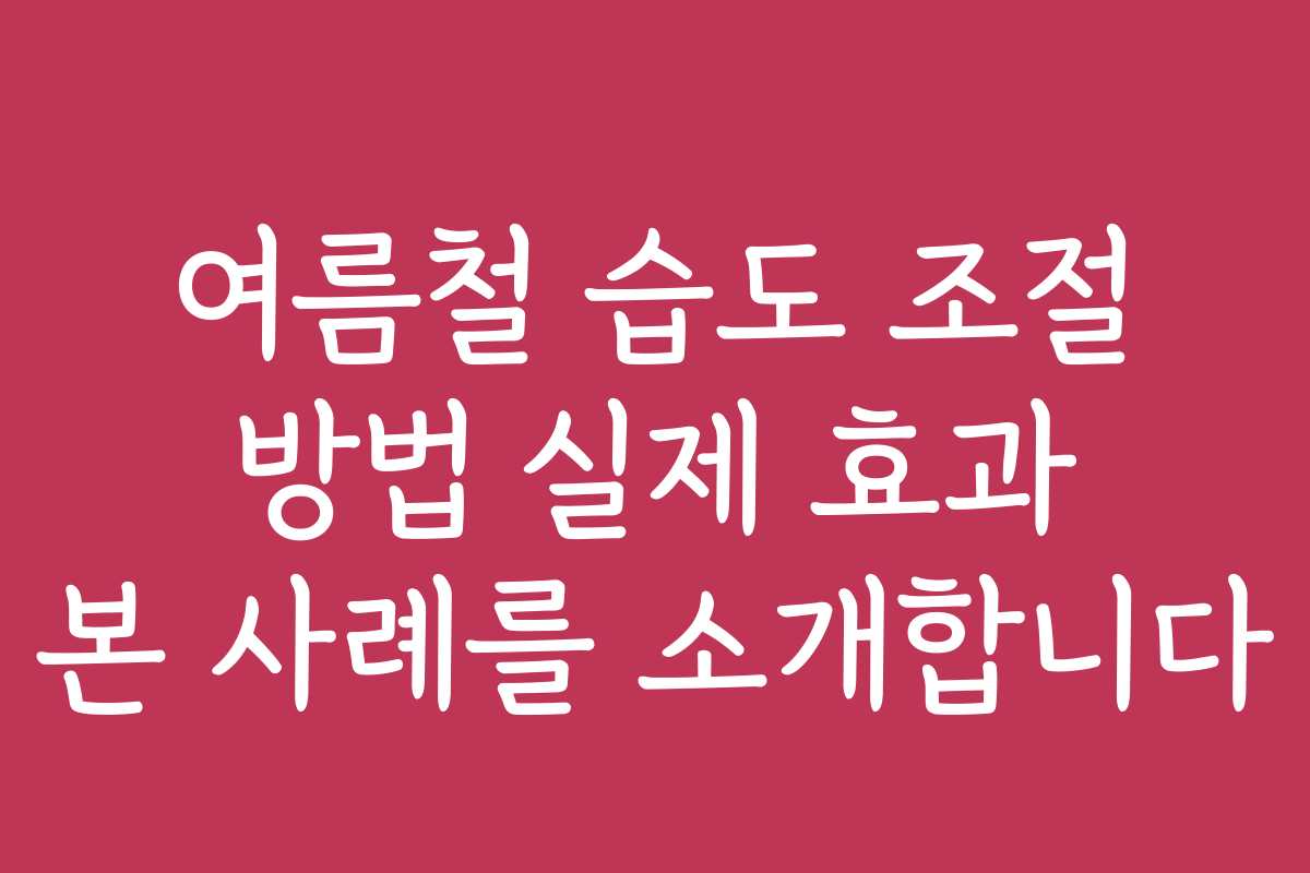 여름철 습도 조절 방법 실제 효과 본 사례를 소개합니다