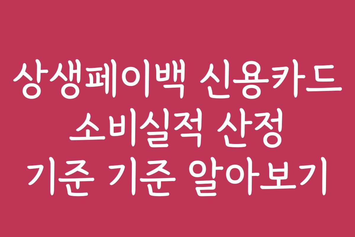 상생페이백 신용카드 소비실적 산정 기준 기준 알아보기