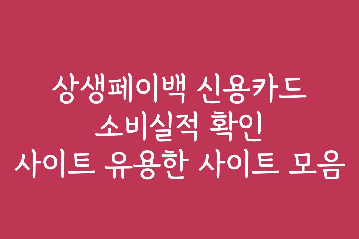 상생페이백 신용카드 소비실적 확인 사이트 유용한 사이트 모음