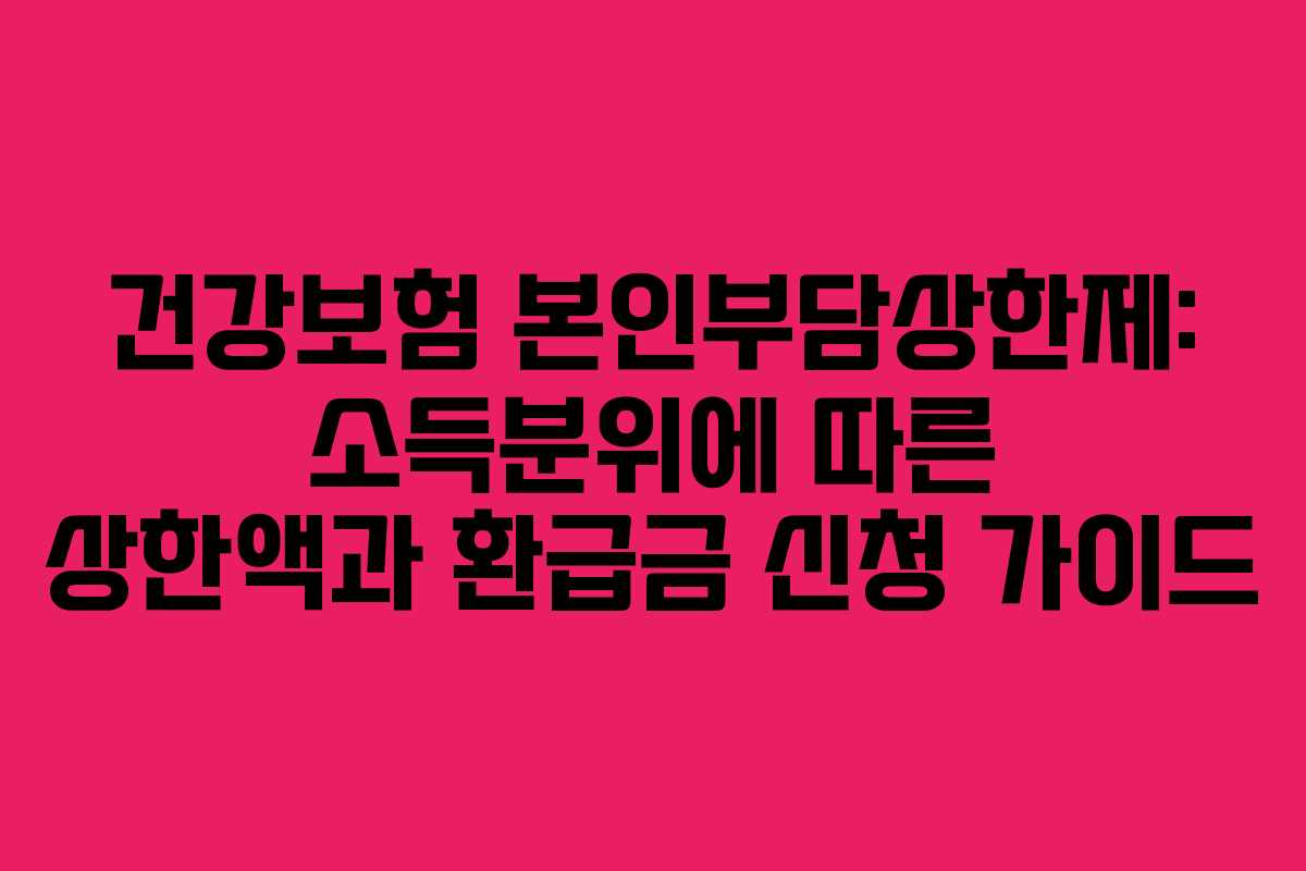 건강보험 본인부담상한제: 소득분위에 따른 상한액과 환급금 신청 가이드