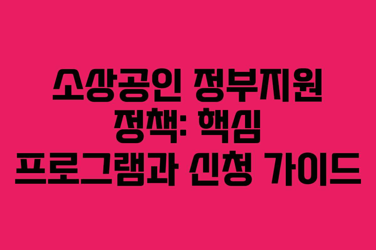 소상공인 정부지원 정책: 핵심 프로그램과 신청 가이드