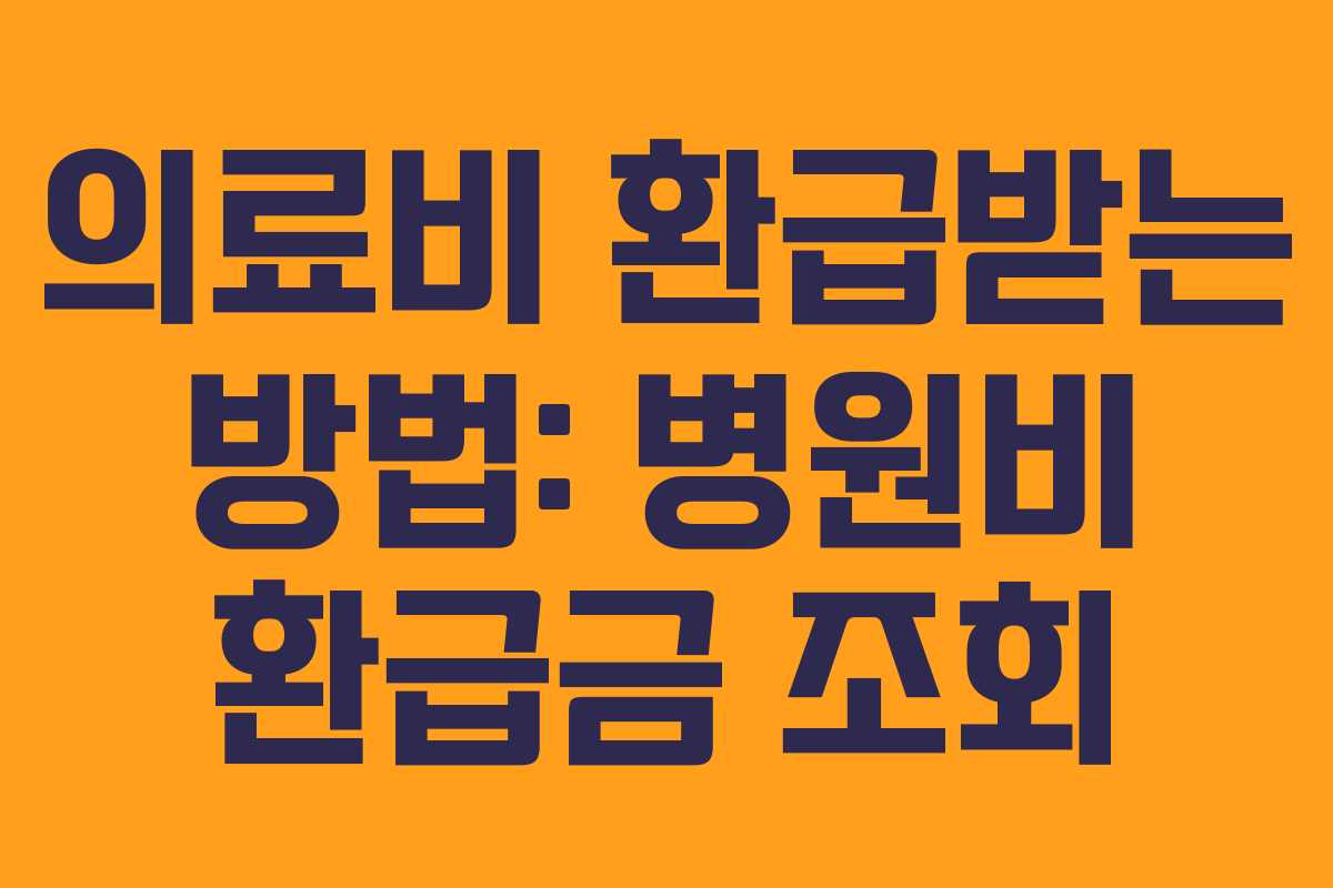 의료비 환급받는 방법: 병원비 환급금 조회