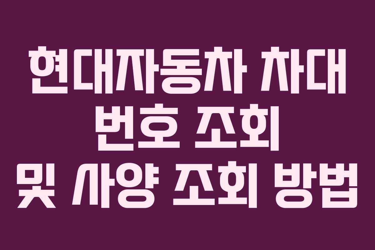 현대자동차 차대 번호 조회 및 사양 조회 방법