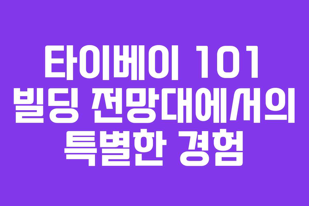타이베이 101 빌딩 전망대에서의 특별한 경험