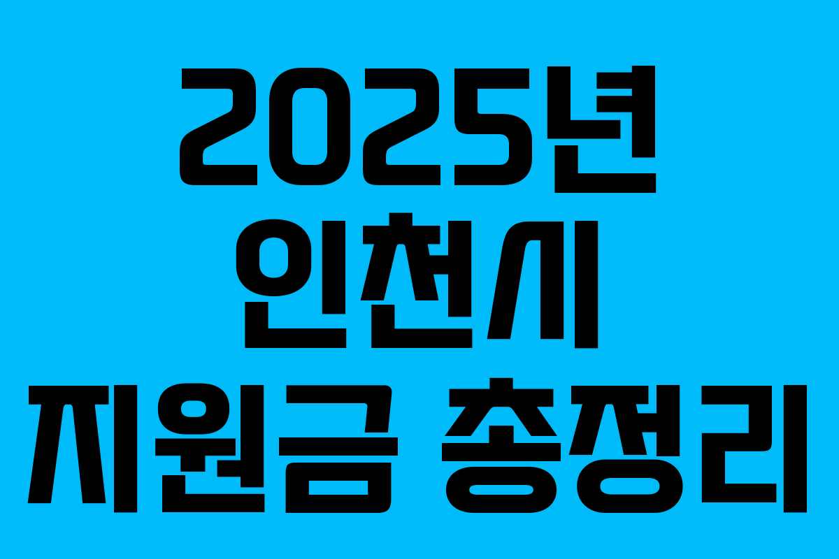 2025년 인천시 지원금 총정리