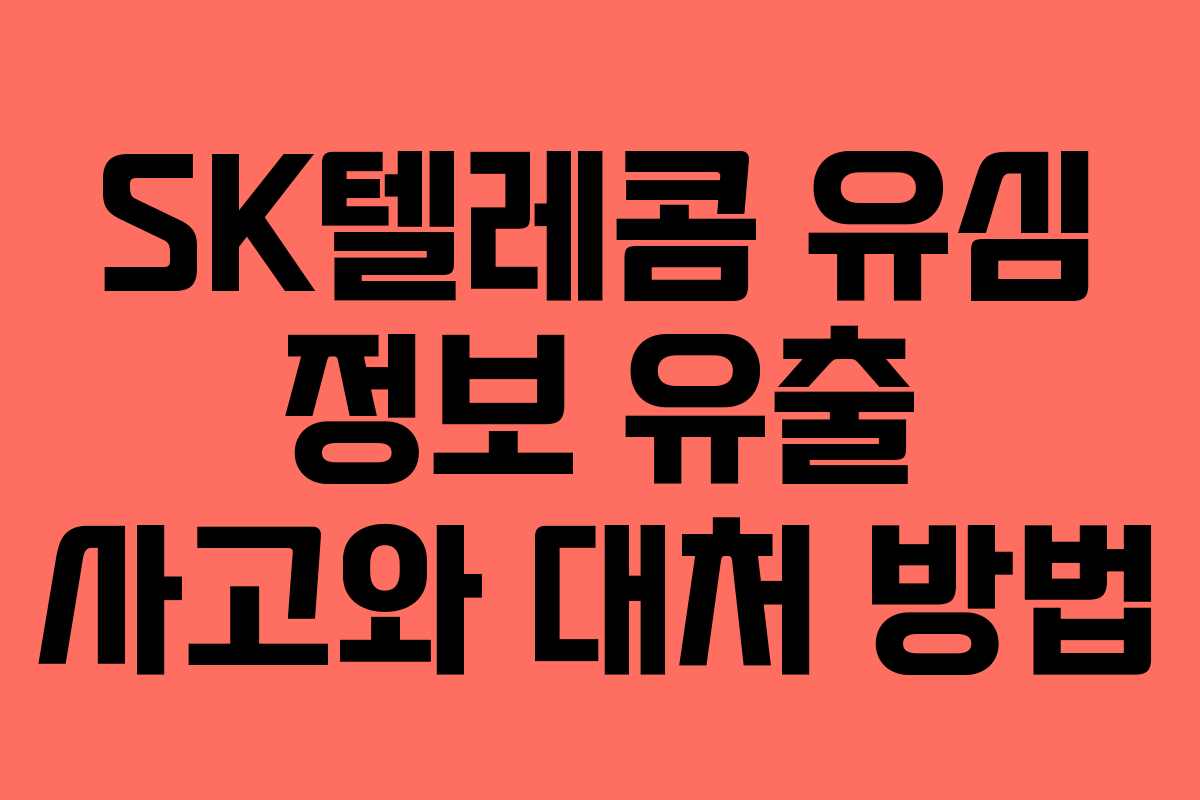 SK텔레콤 유심 정보 유출 사고와 대처 방법