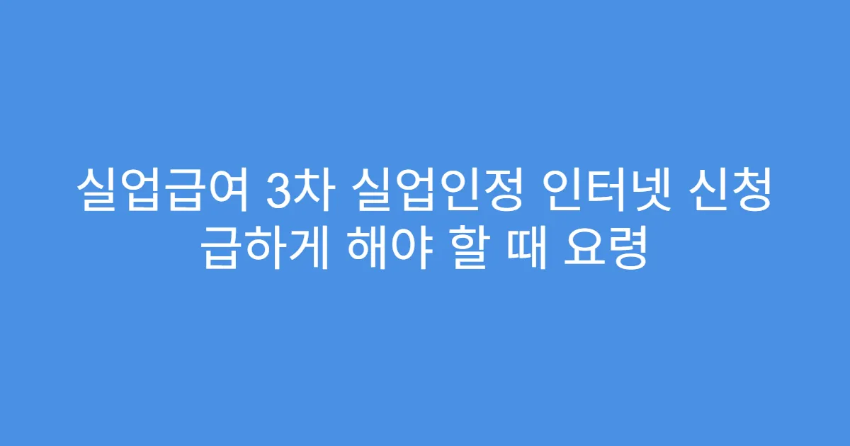 실업급여 3차 실업인정 인터넷 신청 급하게 해야 할 때 요령