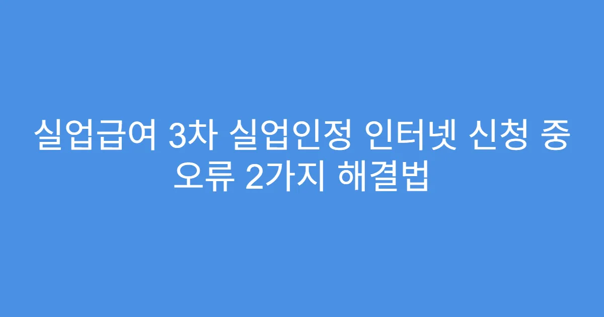 실업급여 3차 실업인정 인터넷 신청 중 오류 2가지 해결법