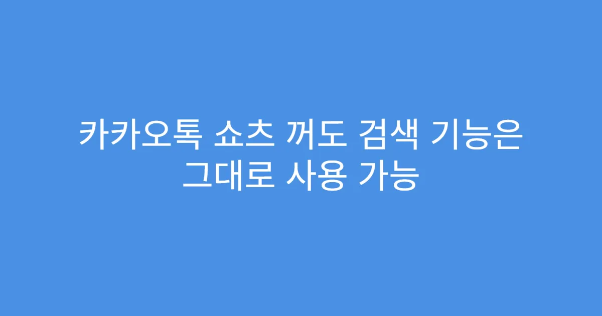 카카오톡 쇼츠 꺼도 검색 기능은 그대로 사용 가능