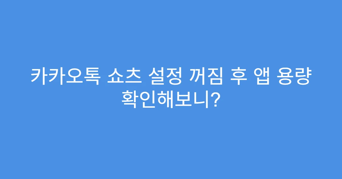 카카오톡 쇼츠 설정 꺼짐 후 앱 용량 확인해보니?